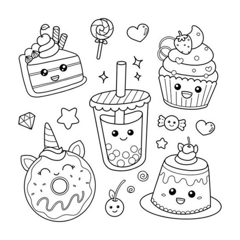 Tuyển tập 100 tranh tô màu đồ ăn cute dễ thương cho bé