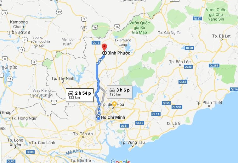 Nên sử dụng phương tiện gì để đến Sài Gòn - Bình Phước?